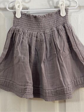 Wheat Baby Girl Smocked Waist A Line Mini Skirt in Lavender Gray